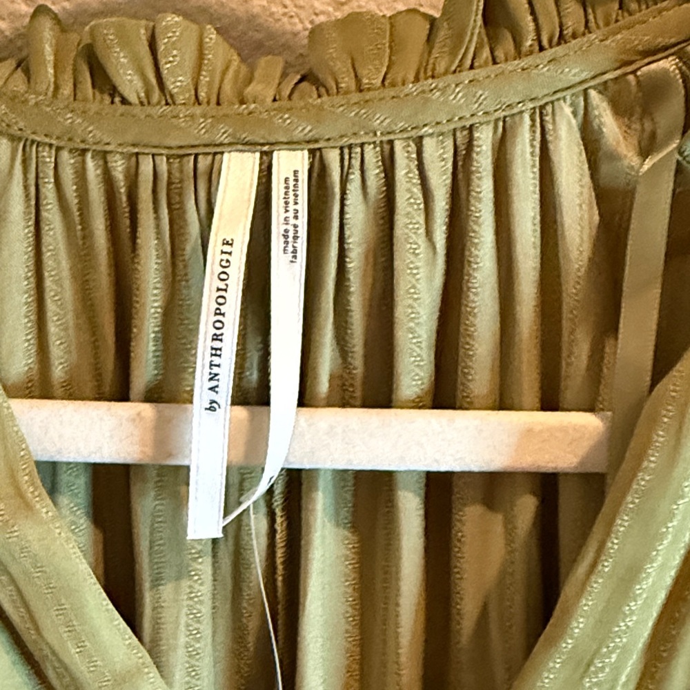 Anthropologie Olive Green Ruched Blouse - Picture 5 of 6